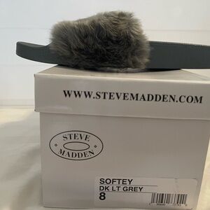 Steve Madden Gray Fur Slide Sandals